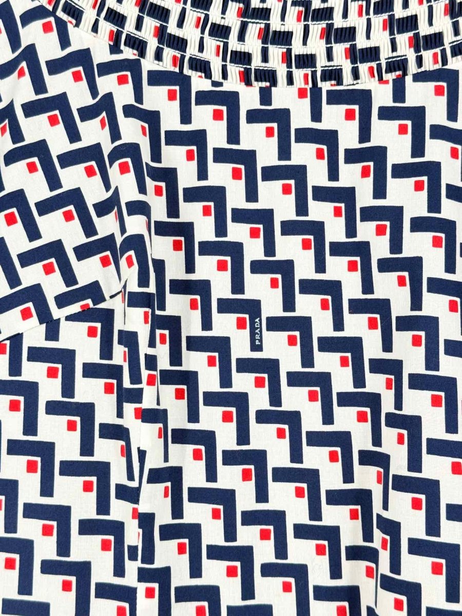 Pre - loved PRADA White w/ Blue & Red Size US 6 Short Dress at Reems Closet