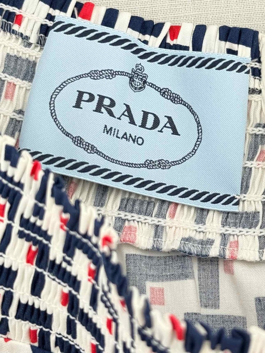 Pre - loved PRADA White w/ Blue & Red Size US 6 Short Dress at Reems Closet
