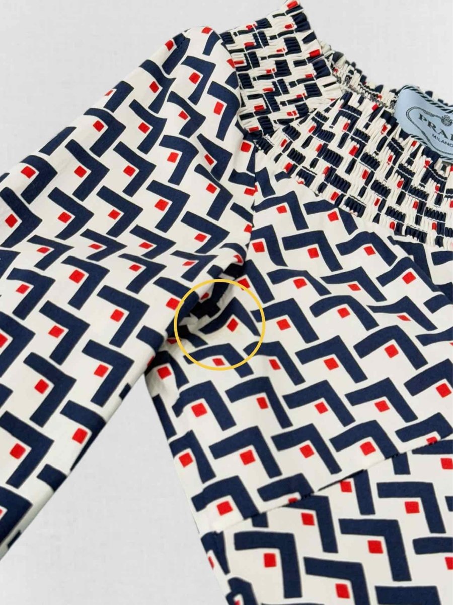 Pre - loved PRADA White w/ Blue & Red Size US 6 Short Dress at Reems Closet