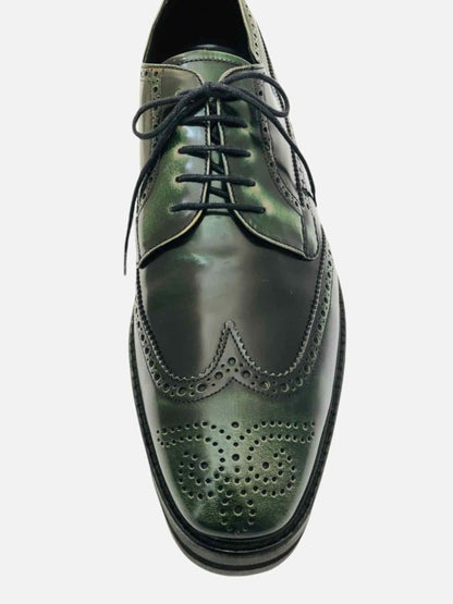 Pre - loved PRADA Wingtip Dark Green Oxfords 11 at Reems Closet