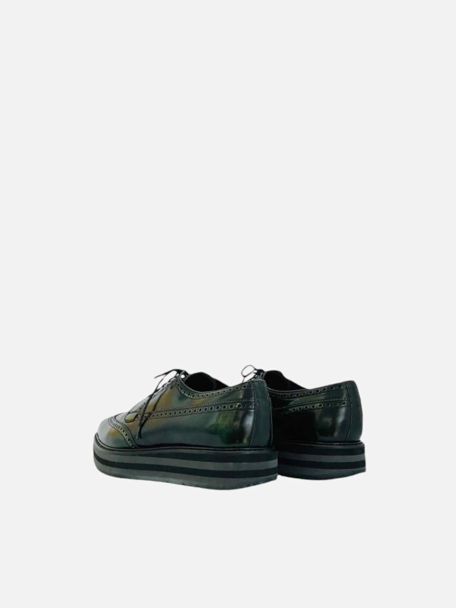 Pre - loved PRADA Wingtip Dark Green Oxfords 11 at Reems Closet