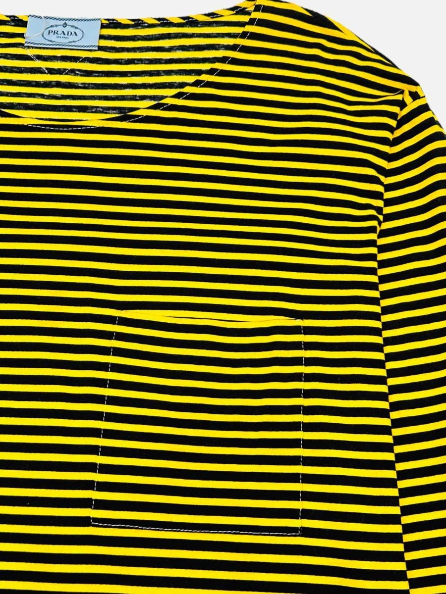 Pre-loved PRADA Yellow & Black Striped Size Medium Top at Reems Closet
