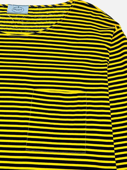 Pre-loved PRADA Yellow & Black Striped Size Medium Top at Reems Closet