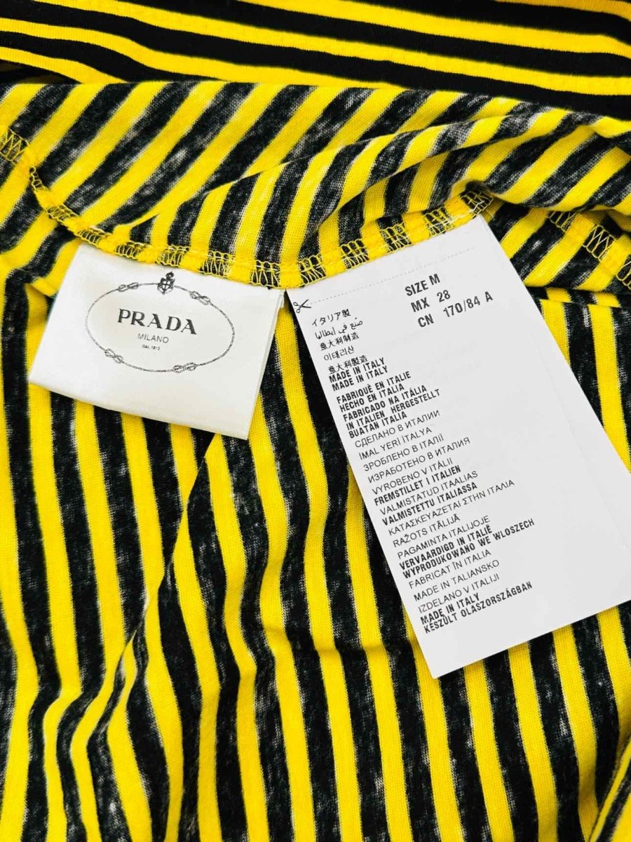 Pre - loved PRADA Yellow & Black Striped Top at Reems Closet