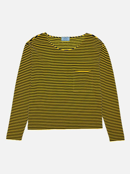 Pre - loved PRADA Yellow & Black Striped Top at Reems Closet