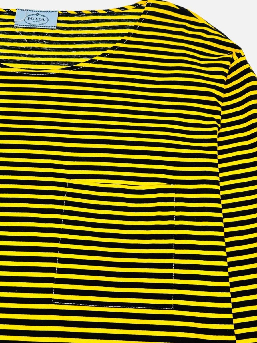 Pre-loved PRADA Yellow & Black Striped Top from Reems Closet