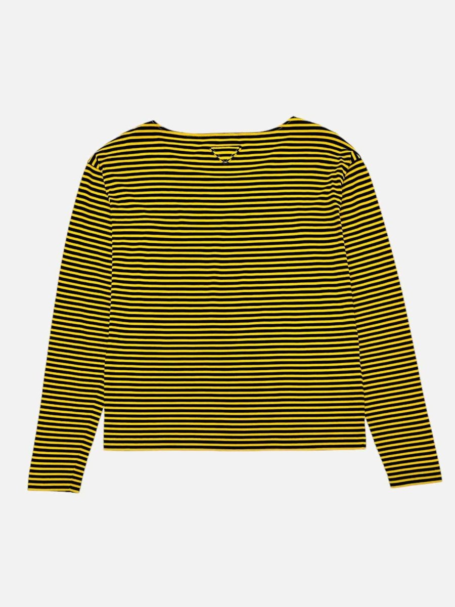 Pre - loved PRADA Yellow & Black Striped Top at Reems Closet