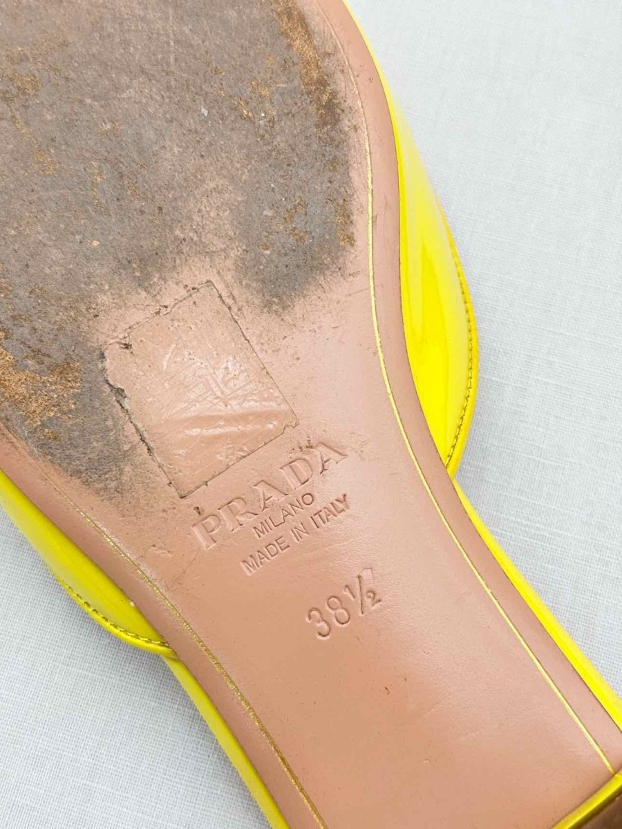 Pre - loved PRADA Yellow Embellished Size EU 38.5 Flats at Reems Closet