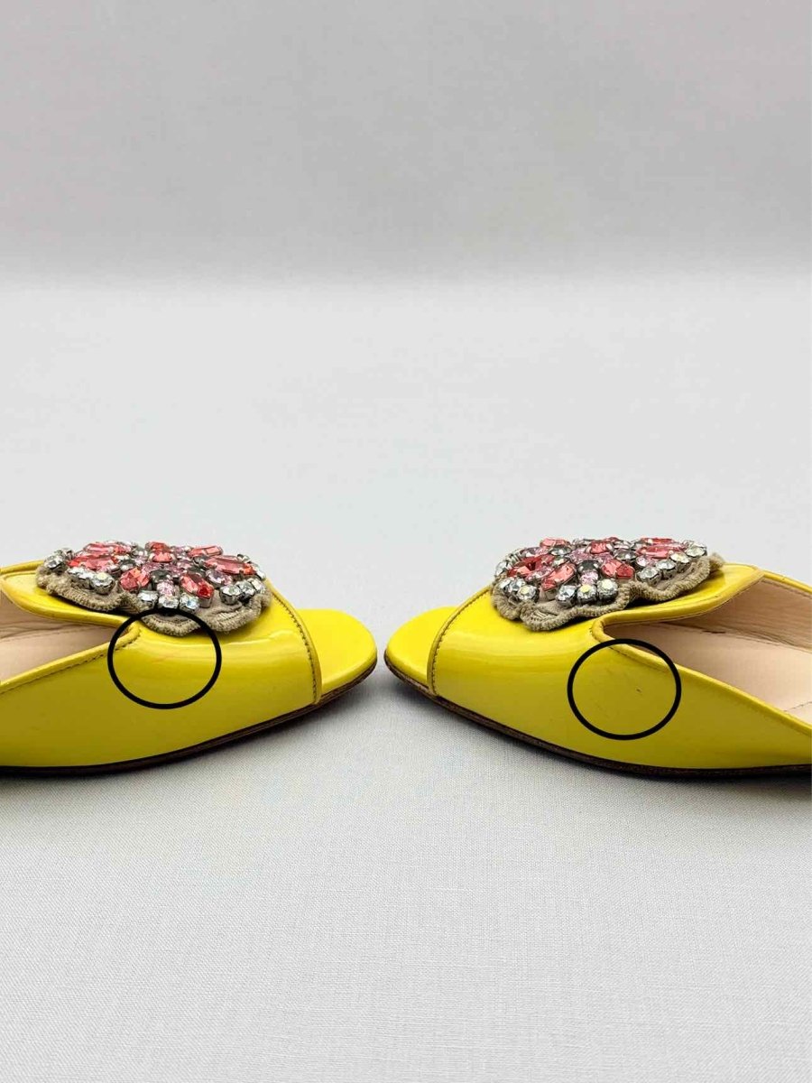 Pre - loved PRADA Yellow Embellished Size EU 38.5 Flats at Reems Closet