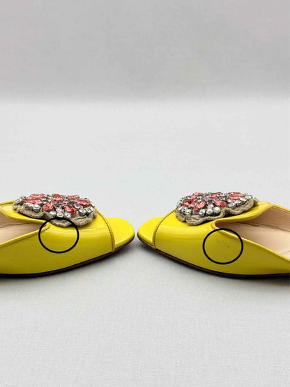 Pre - loved PRADA Yellow Embellished Size EU 38.5 Flats at Reems Closet