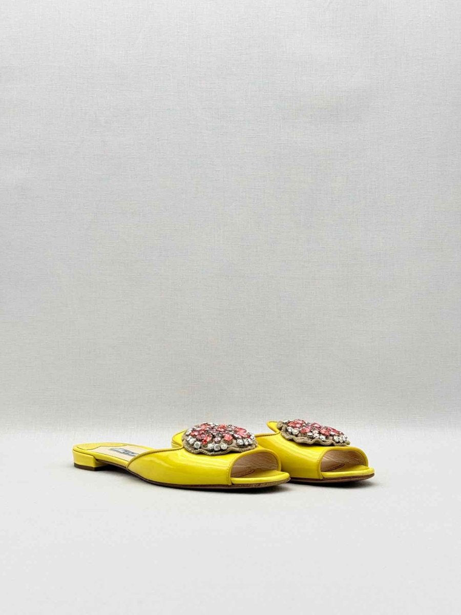 Pre - loved PRADA Yellow Embellished Size EU 38.5 Flats at Reems Closet