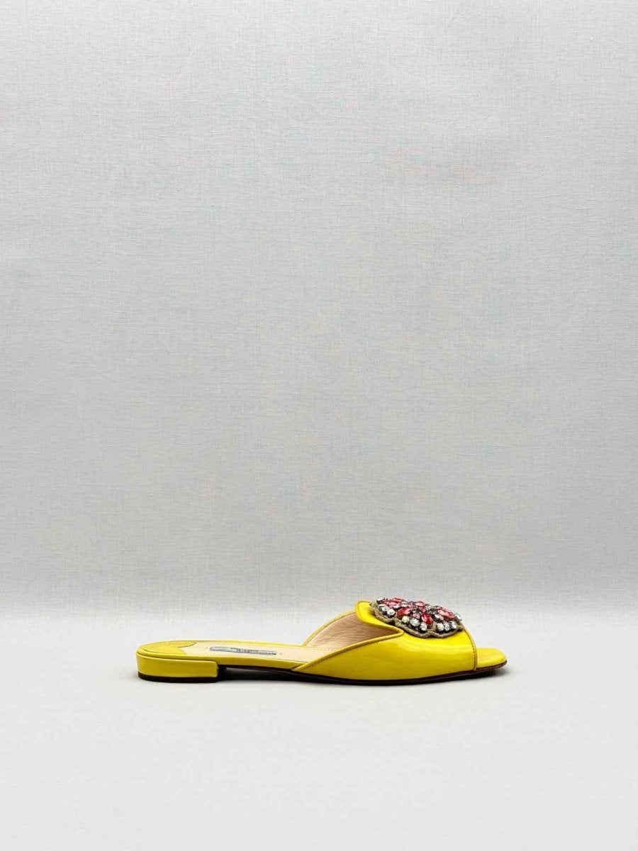 Pre - loved PRADA Yellow Embellished Size EU 38.5 Flats at Reems Closet