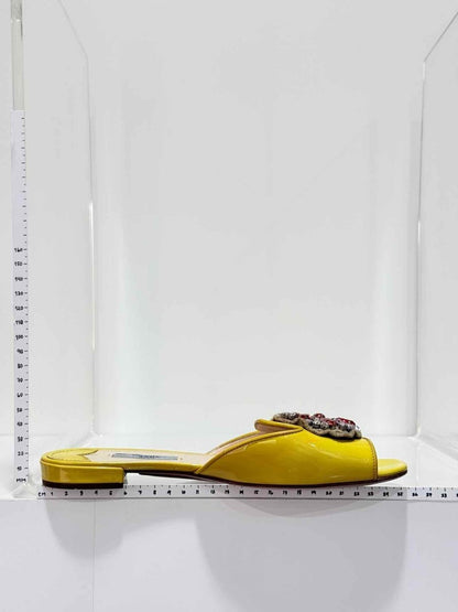 Pre - loved PRADA Yellow Embellished Size EU 38.5 Flats at Reems Closet