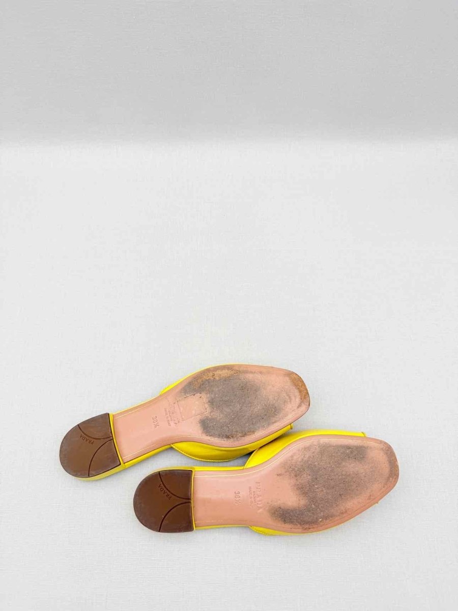 Pre - loved PRADA Yellow Embellished Size EU 38.5 Flats at Reems Closet