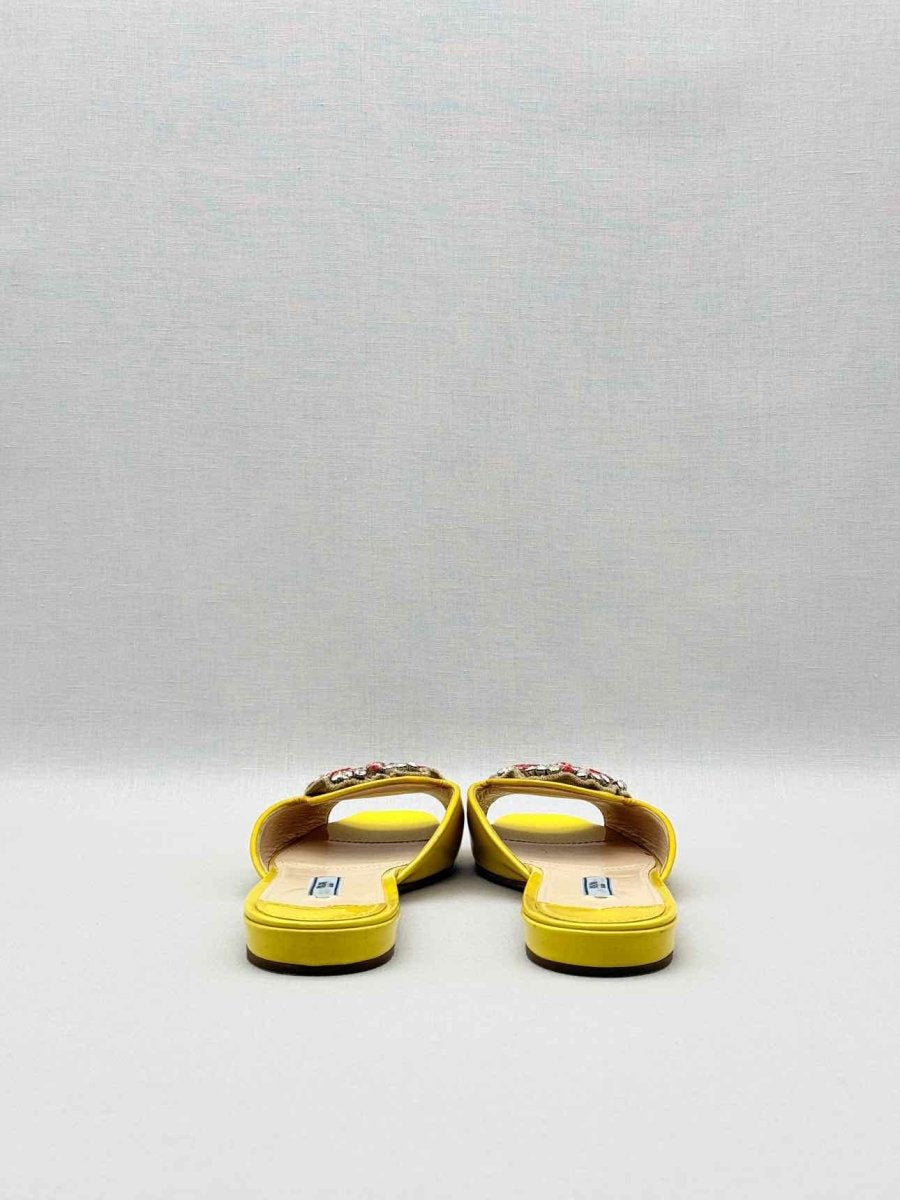 Pre - loved PRADA Yellow Embellished Size EU 38.5 Flats at Reems Closet