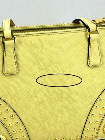 Pre - loved PRADA Yellow Top Handle at Reems Closet