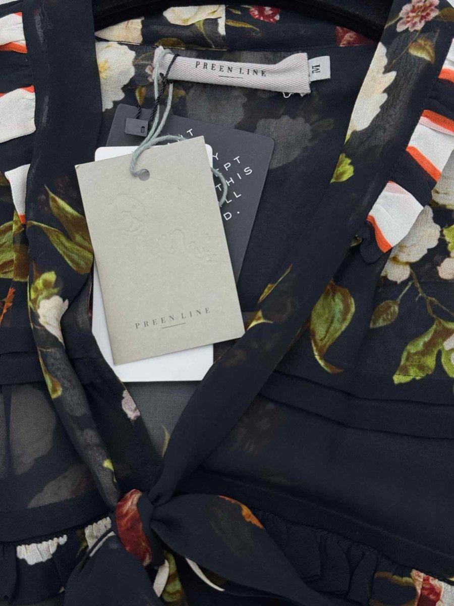 Pre - loved PREEN LINE Black Multicolor Floral Size Medium Blouse at Reems Closet