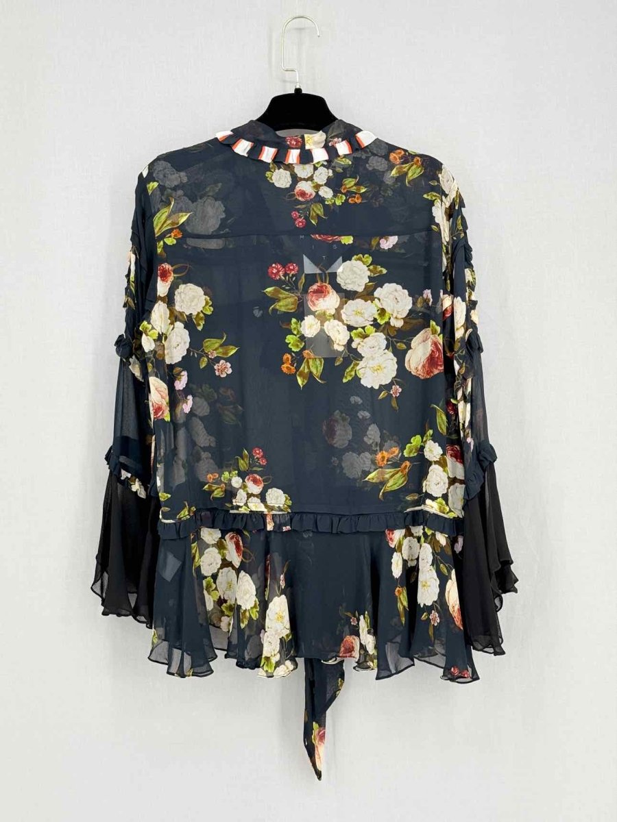 Pre-loved PREEN LINE Black Multicolor Floral Size Medium Blouse at Reems Closet