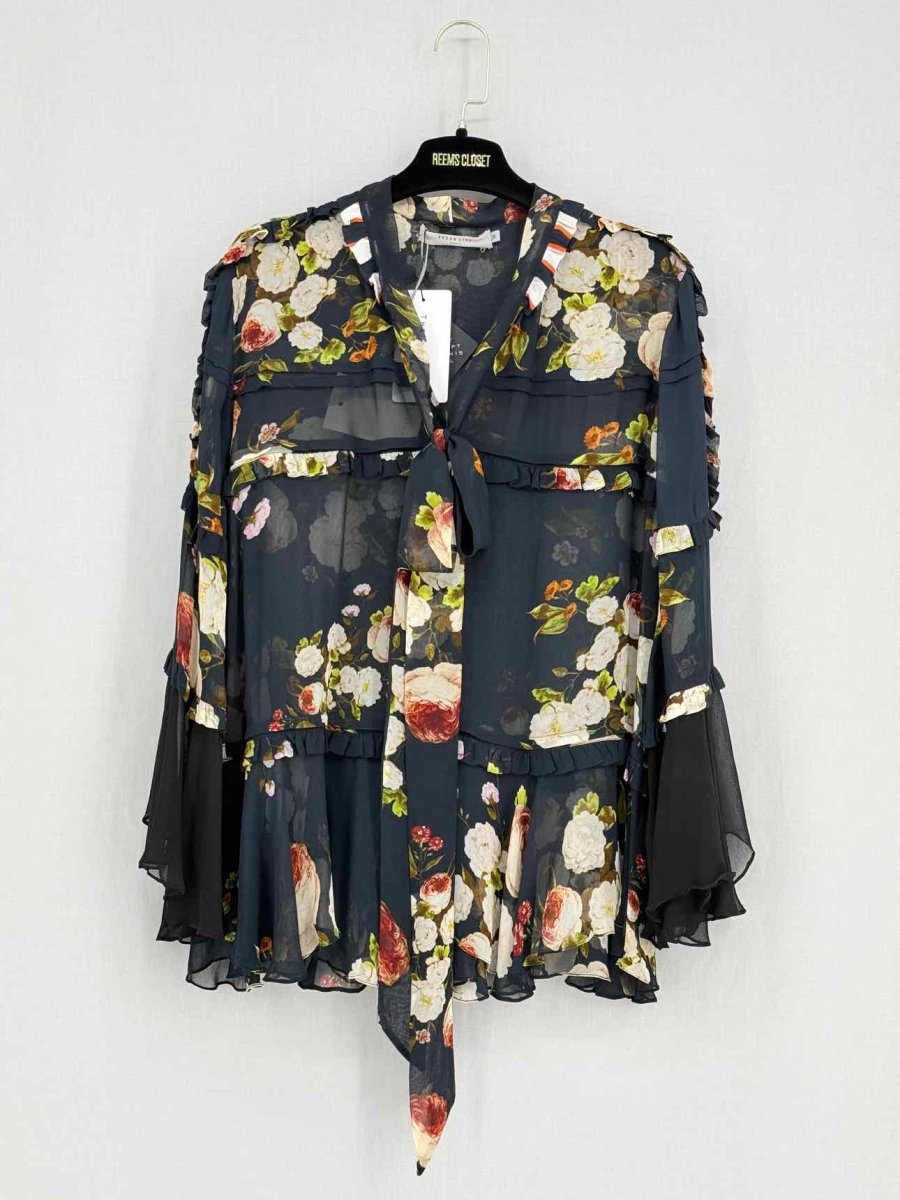 Pre-loved PREEN LINE Black Multicolor Floral Size Medium Blouse at Reems Closet