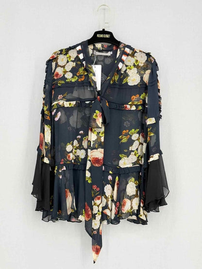 Pre-loved PREEN LINE Black Multicolor Floral Size Medium Blouse at Reems Closet