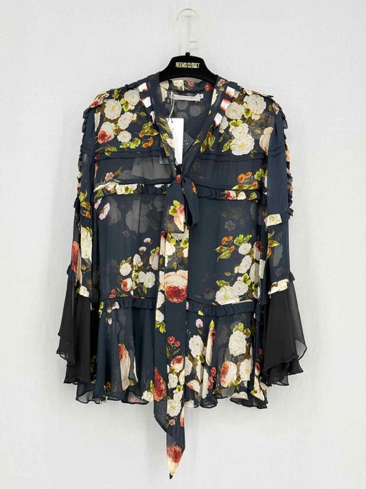 Pre-loved PREEN LINE Black Multicolor Floral Size Medium Blouse at Reems Closet