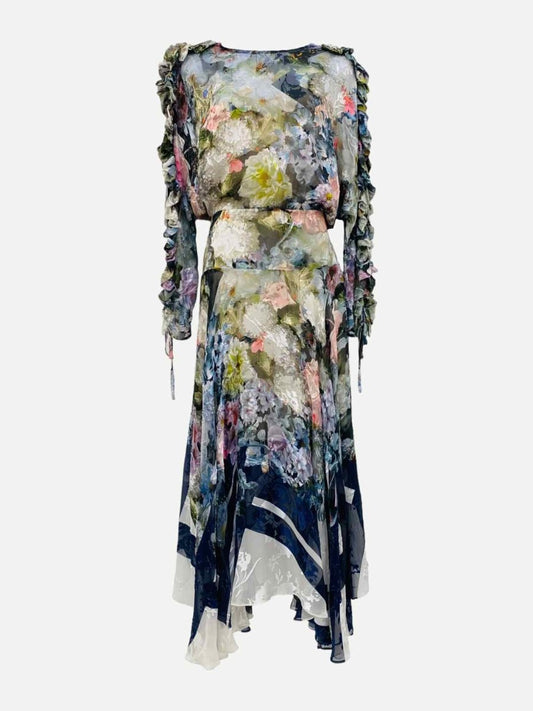 Pre - loved PREEN Sheer Multicolor Floral Midi Dress at Reems Closet