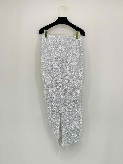Pre - loved PREEN Silver Size Medium Midi Skirt at Reems Closet