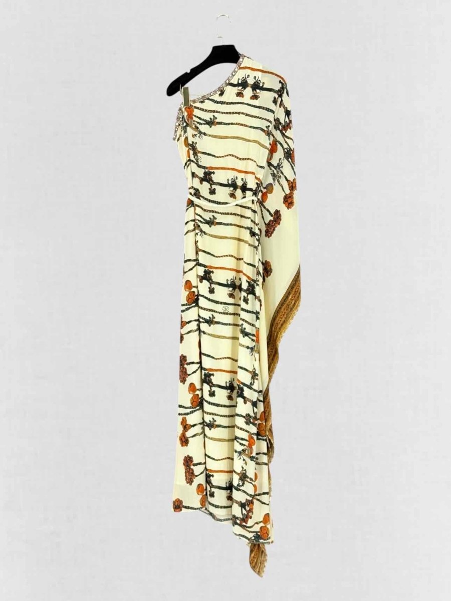 Pre - loved PRIAKATARIAPURI Beige Printed Size Medium Long Dress at Reems Closet