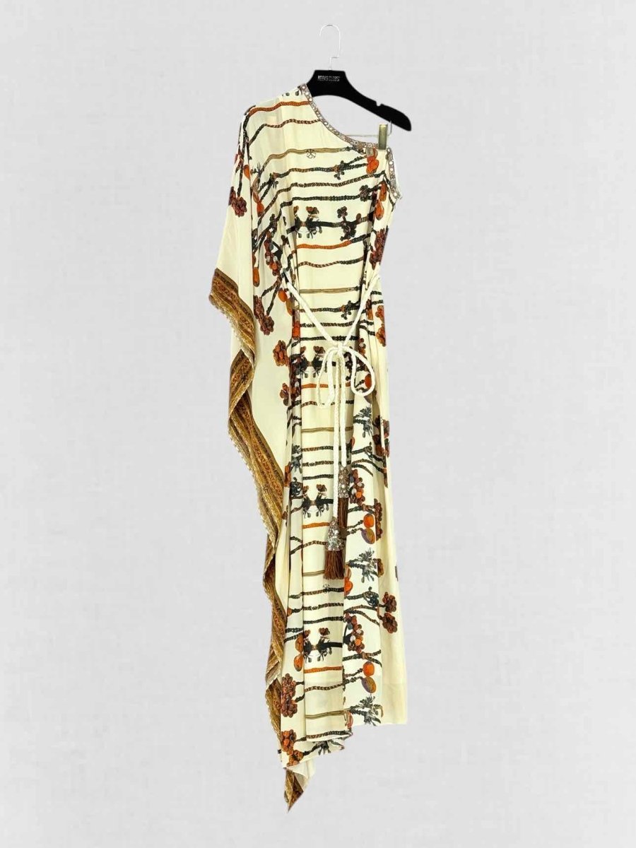 Pre - loved PRIAKATARIAPURI Beige Printed Size Medium Long Dress at Reems Closet