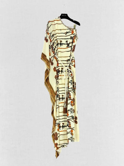 Pre - loved PRIAKATARIAPURI Beige Printed Size Medium Long Dress at Reems Closet