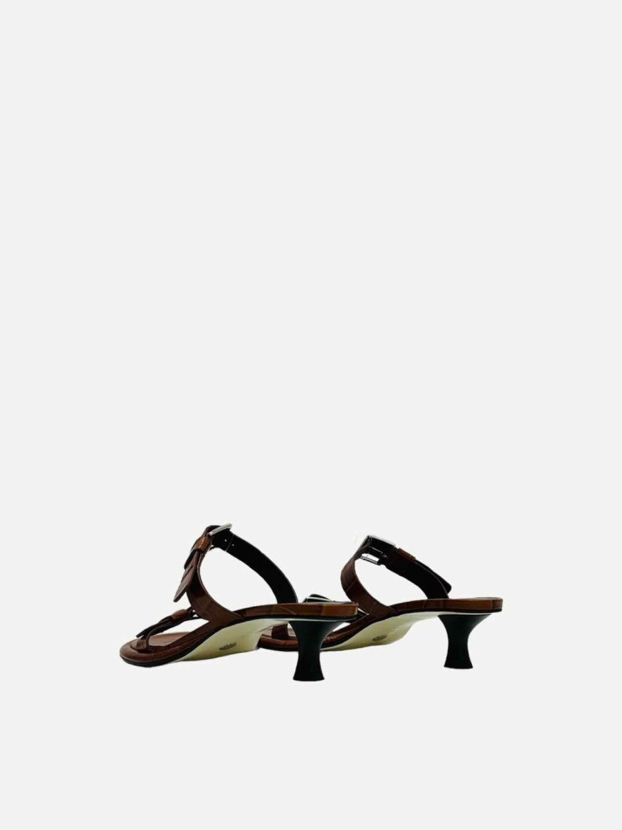 Pre - loved PROENZA SCHOULER Pipe Buckle Strappy Brown Mules 37 at Reems Closet