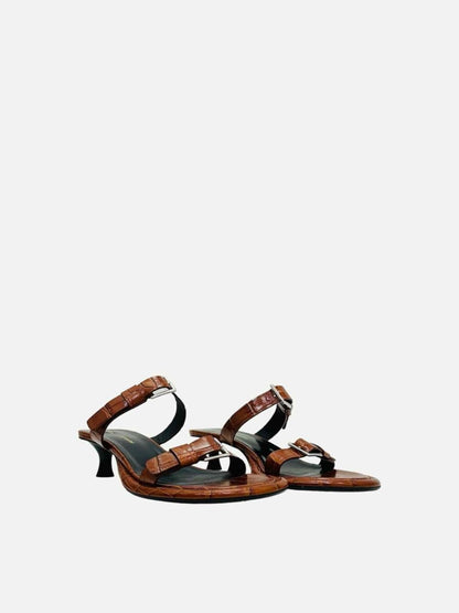 Pre - loved PROENZA SCHOULER Pipe Buckle Strappy Brown Mules 37 at Reems Closet