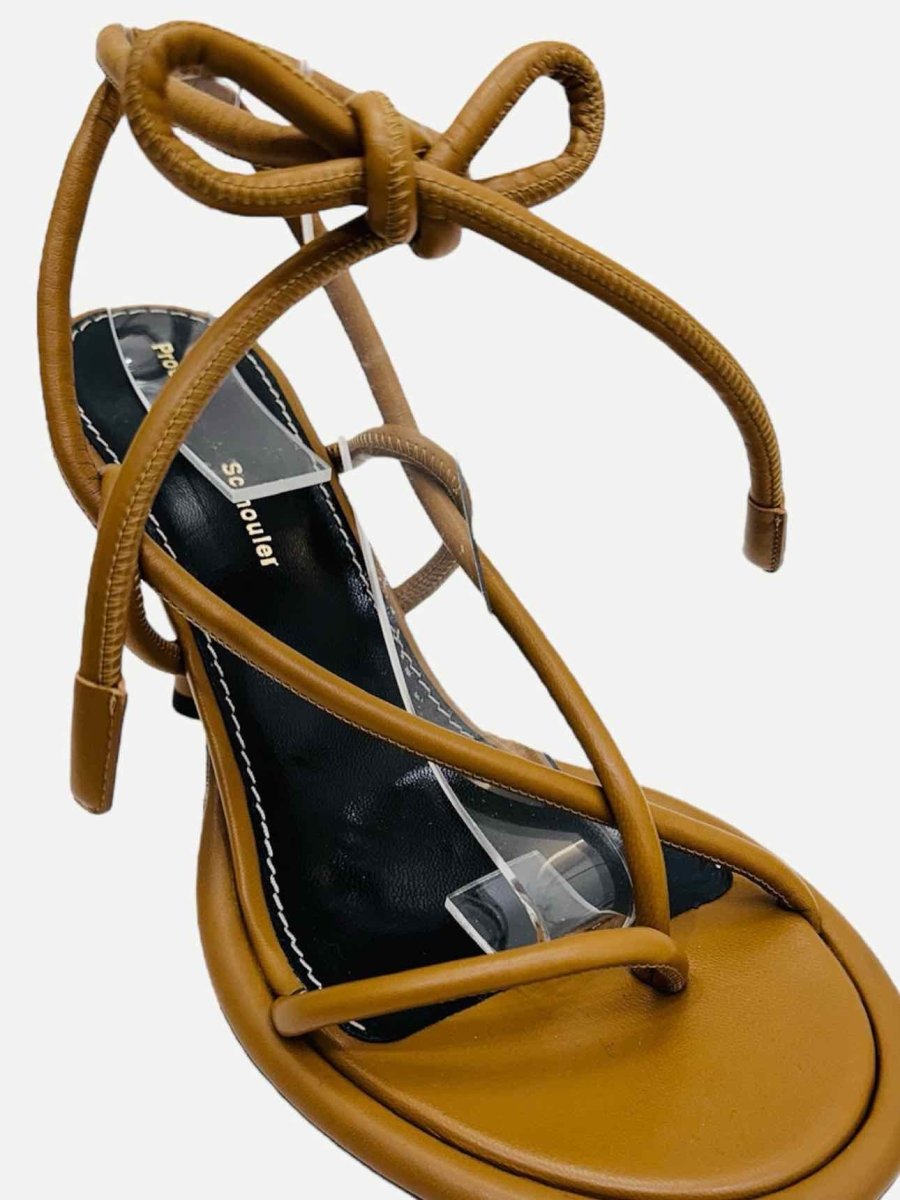 Pre - loved PROENZA SCHOULER Pipe Strappy Brown Heeled Sandals 39.5 at Reems Closet