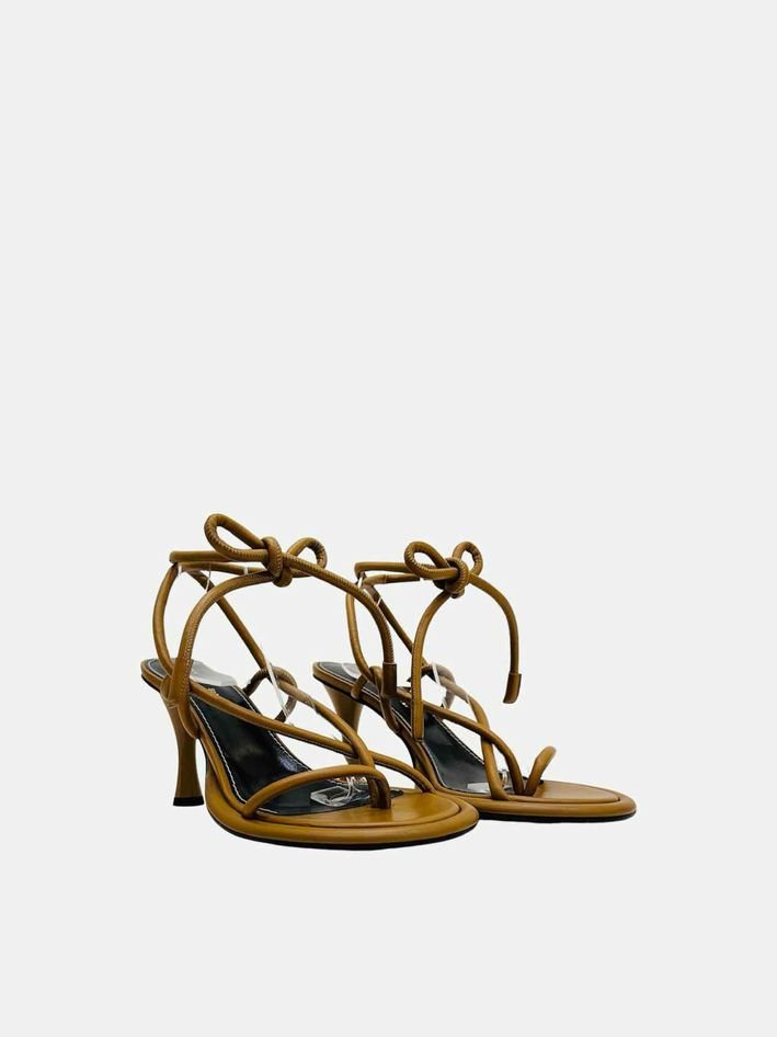 Pre - loved PROENZA SCHOULER Pipe Strappy Brown Heeled Sandals 39.5 at Reems Closet