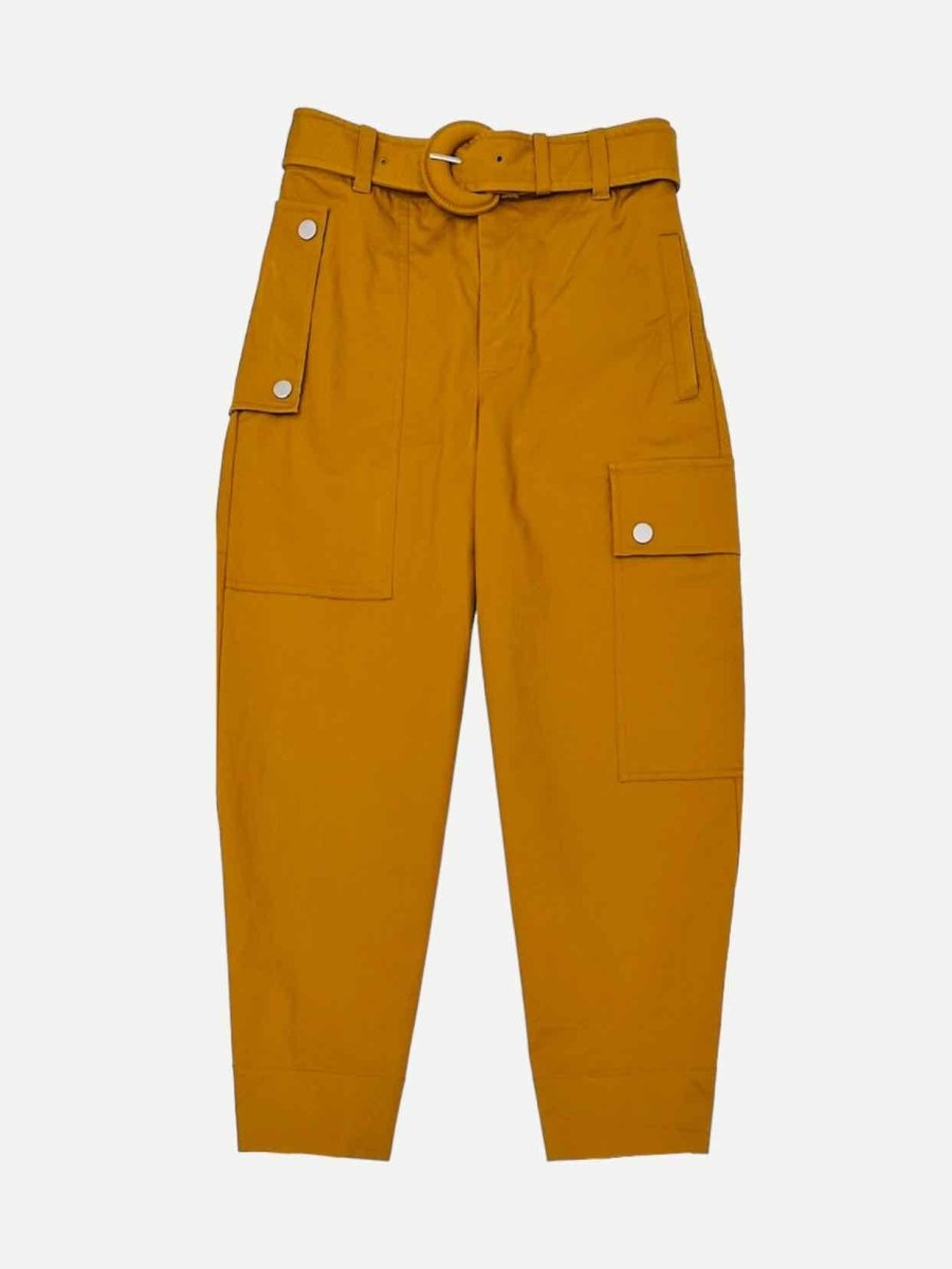 Pre - loved PROENZA SCHOULER White Label Mustard Belted Waist Pants at Reems Closet