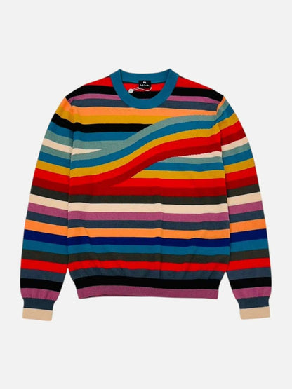 Pre - loved PS PAUL SMITH Swirl Red Multicolor Striped Jumper at Reems Closet