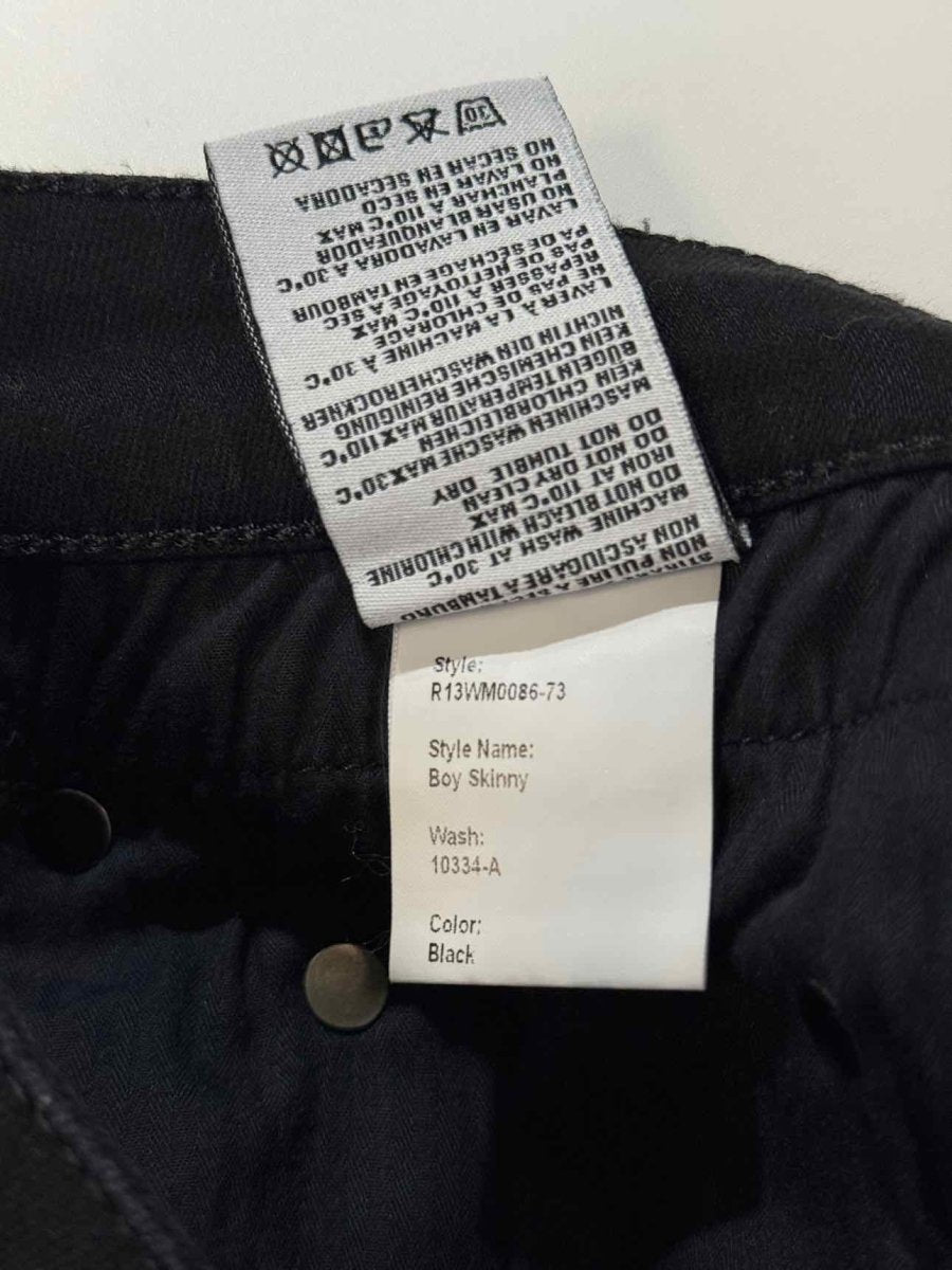 Pre - loved R13 Boy Skinny Black Washed Size 24 Jeans at Reems Closet