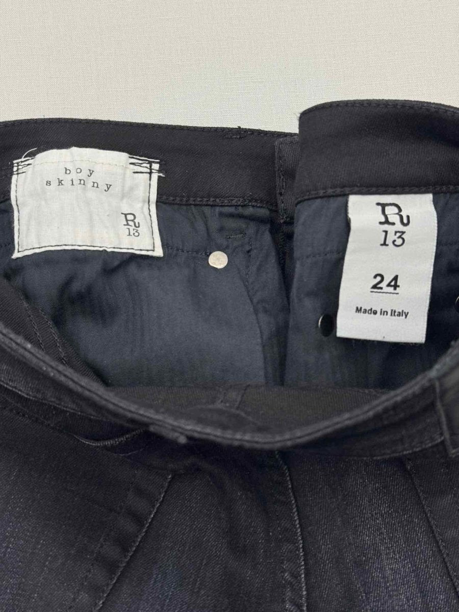 Pre - loved R13 Boy Skinny Black Washed Size 24 Jeans at Reems Closet