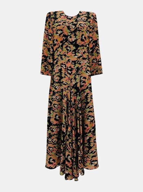 Pre - loved RAEY Panelled Black Multicolor Floral Print Midi Dress at Reems Closet