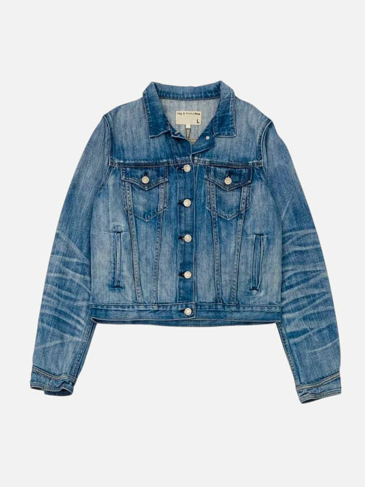 Pre - loved RAG & BONE Denim Faded Blue Jacket at Reems Closet