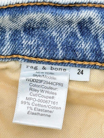 Pre - loved RAG & BONE Light Blue Distressed Size 24 Jeans at Reems Closet