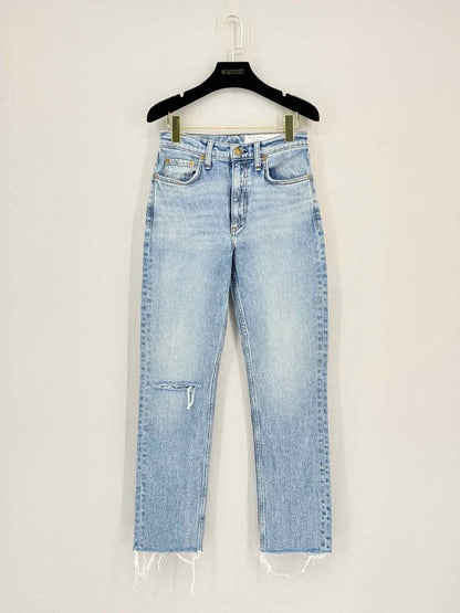 Pre - loved RAG & BONE Light Blue Distressed Size 24 Jeans at Reems Closet
