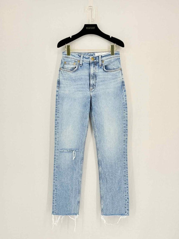 Pre - loved RAG & BONE Light Blue Distressed Size 24 Jeans at Reems Closet