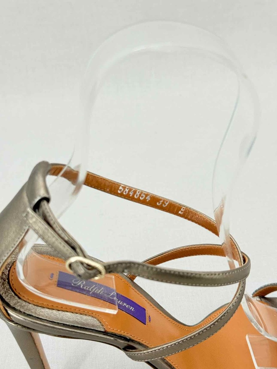 Pre - loved RALPH LAUREN Metallic Bronze Size EU 39 Heeled Sandals at Reems Closet