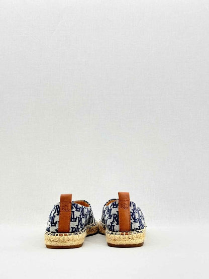Pre - loved RALPH LAUREN Navy Blue Logo Print Size EU 37 Flats at Reems Closet