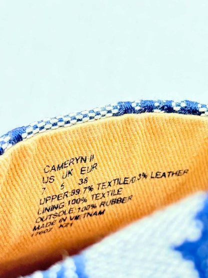 Pre - loved RALPH LAUREN Navy Blue Logo Print Size EU 37 Flats at Reems Closet