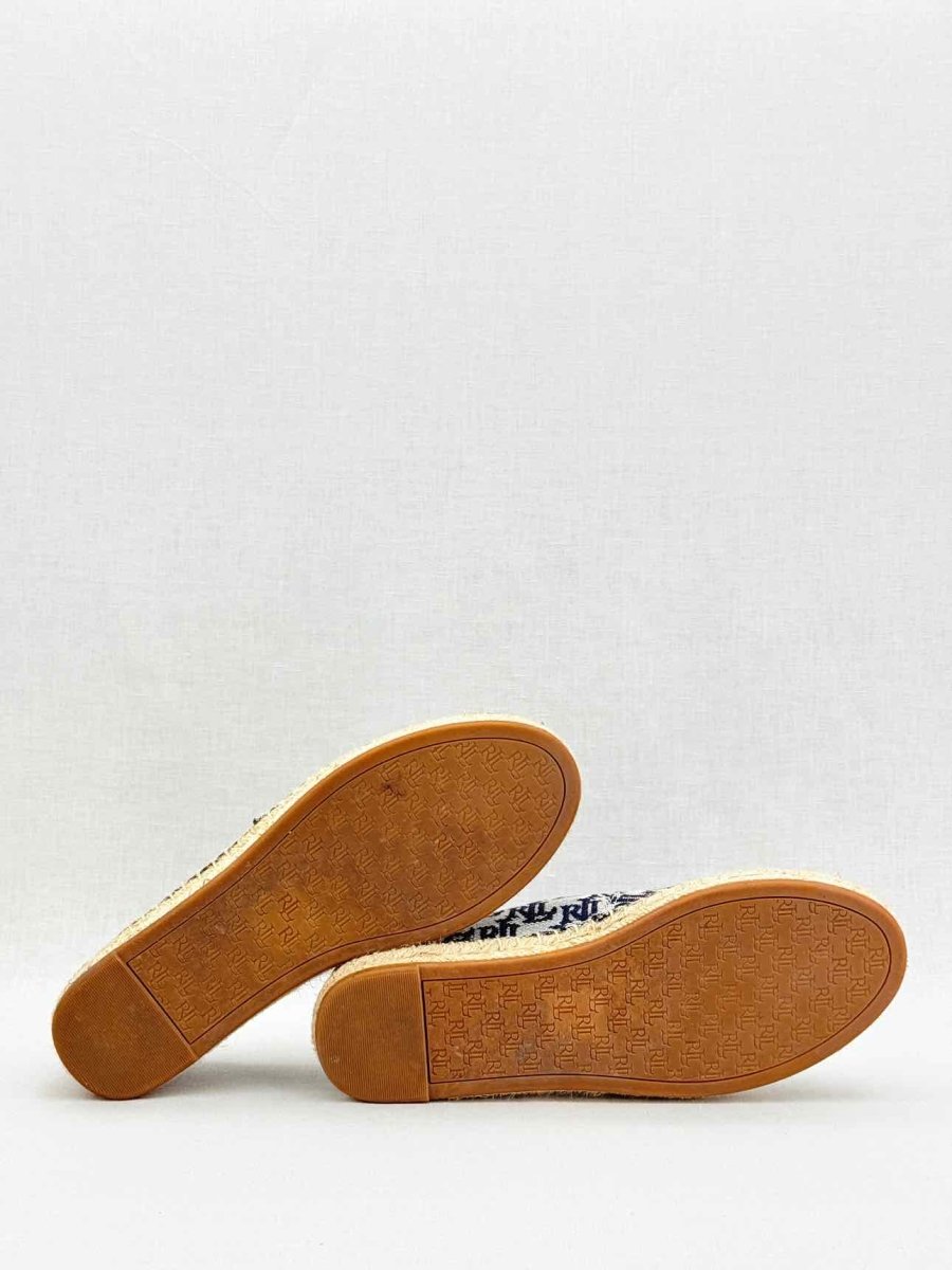 Pre - loved RALPH LAUREN Navy Blue Logo Print Size EU 37 Flats at Reems Closet
