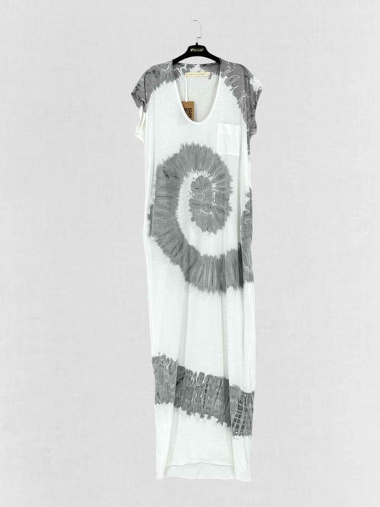 Pre - loved RAQUEL ALLEGRA White & Grey Size US 6 Long Dress at Reems Closet
