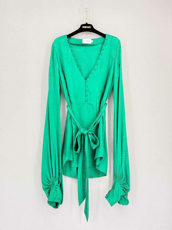Pre-loved RAT & BOA Harlequin Green Size XSmall Short Dress at Reems Closet
