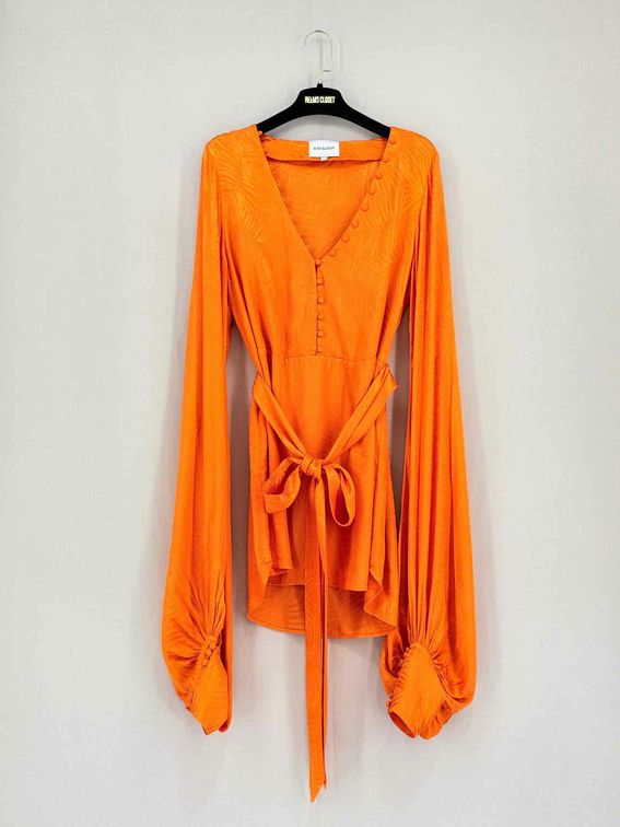 Pre-loved RAT & BOA Harlequin Orange Size XXSmall Short Dress at Reems Closet